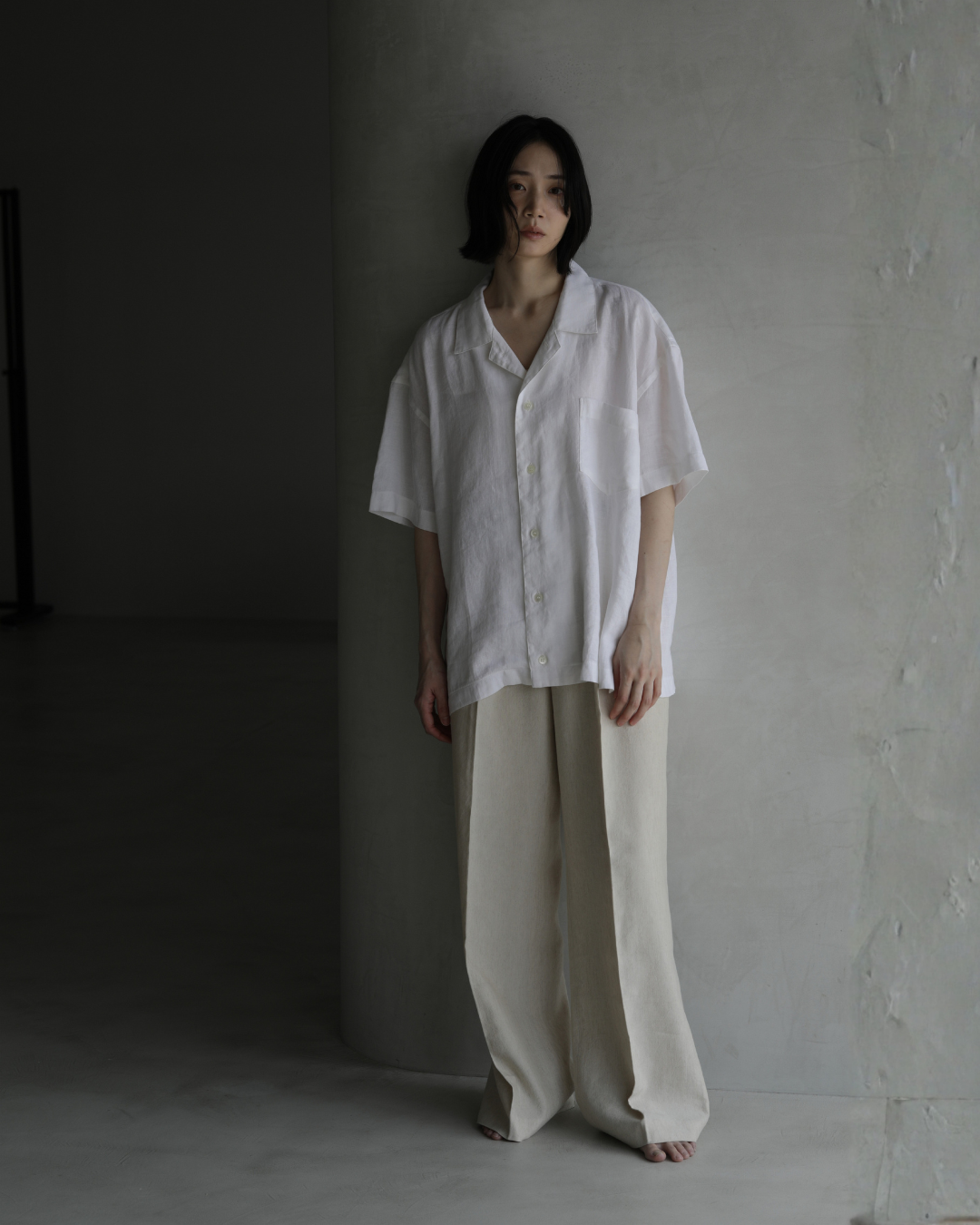 Washi Open-Collar Shirt White（unisex） – ECLECT