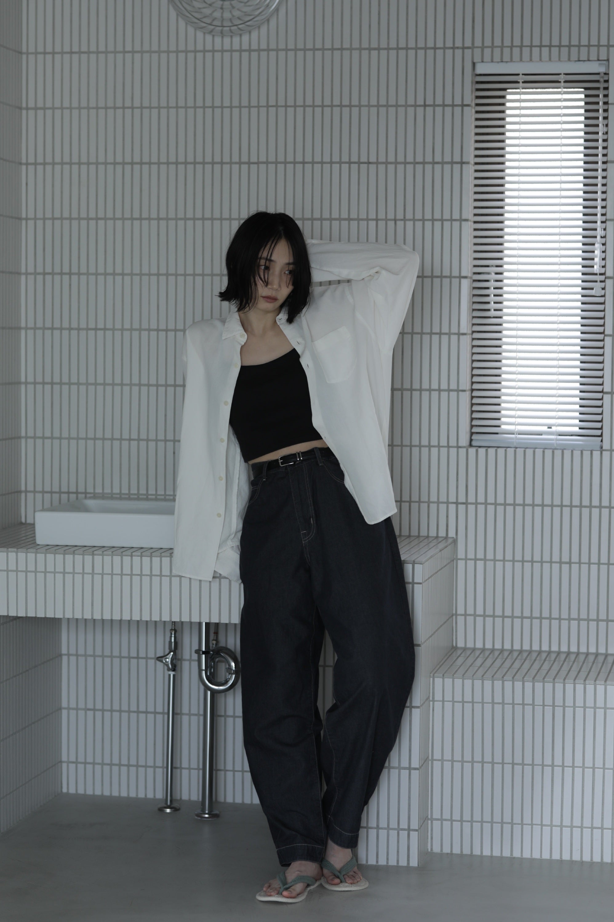 和紙100％ シャツ 白（ユニセックス）