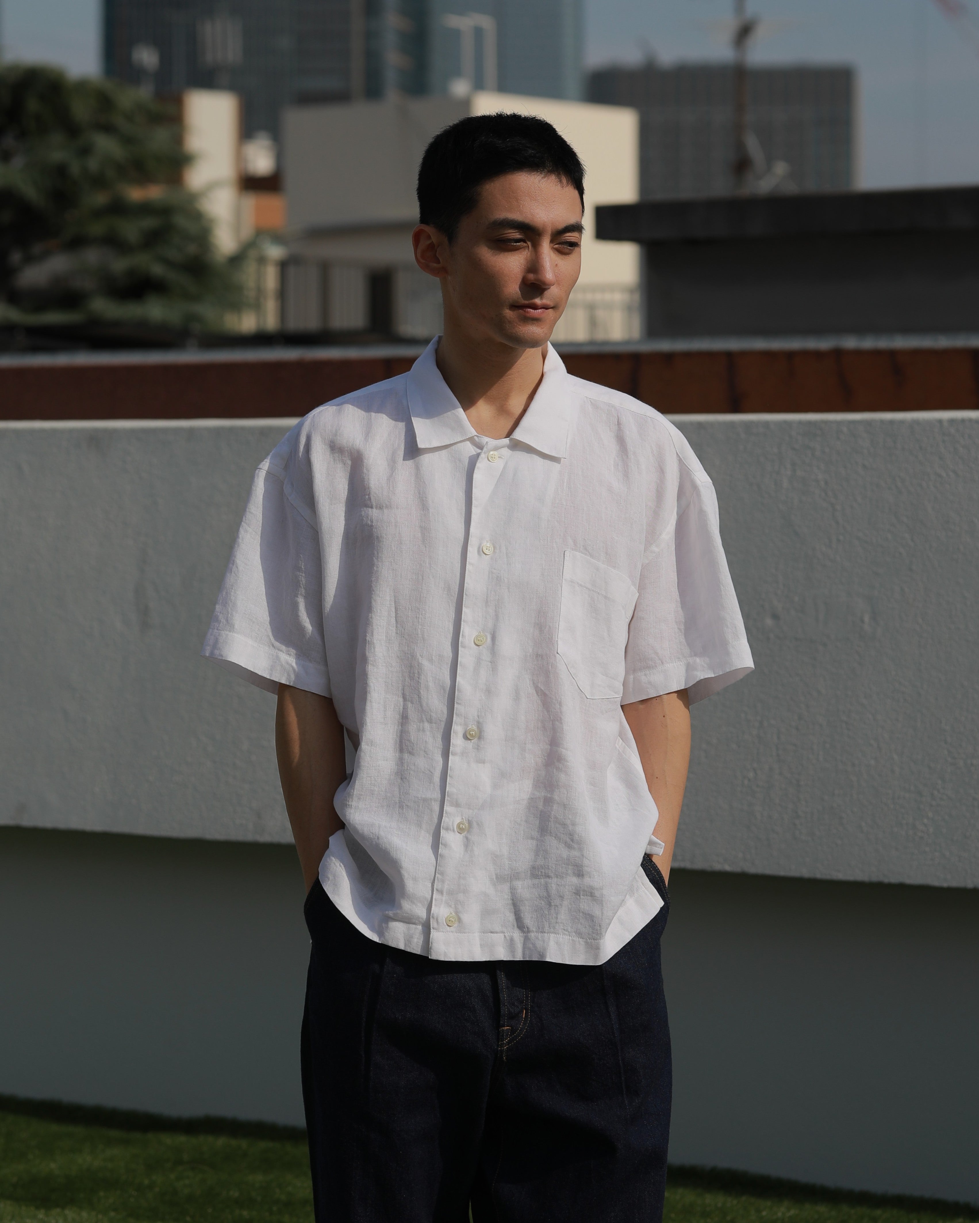 Washi Open-Collar Shirt White（unisex） – ECLECT