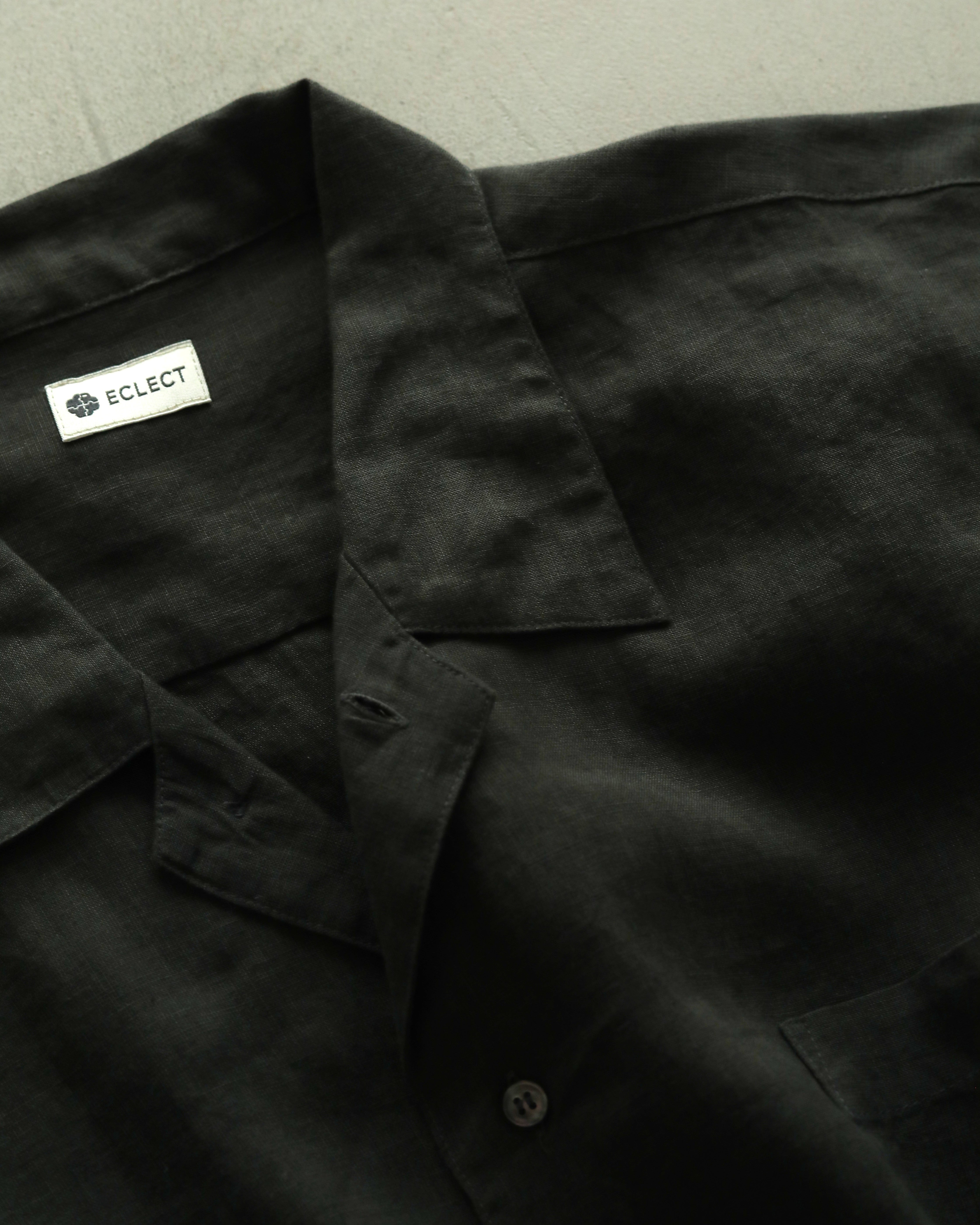 Washi Open-Collar Shirt Sumi Black（unisex） – ECLECT