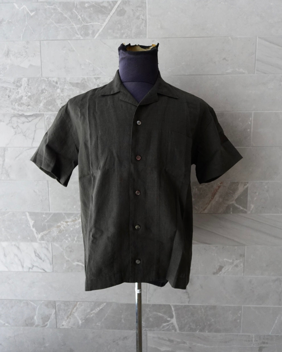 Washi Open-Collar Shirt Sumi Black（unisex） – ECLECT