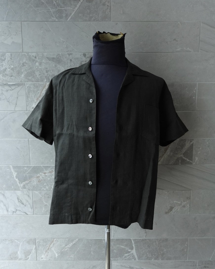 Washi Open-Collar Shirt Sumi Black（unisex） – ECLECT