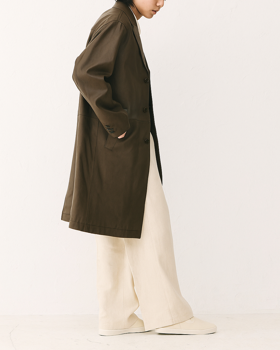 Leather coat Olive Unisex