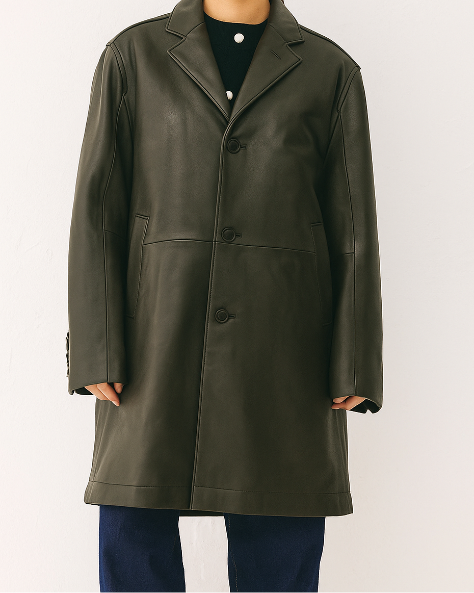 Leather coat Olive Unisex