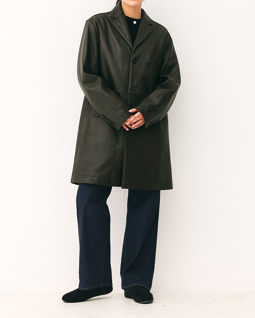 Leather coat Olive Unisex