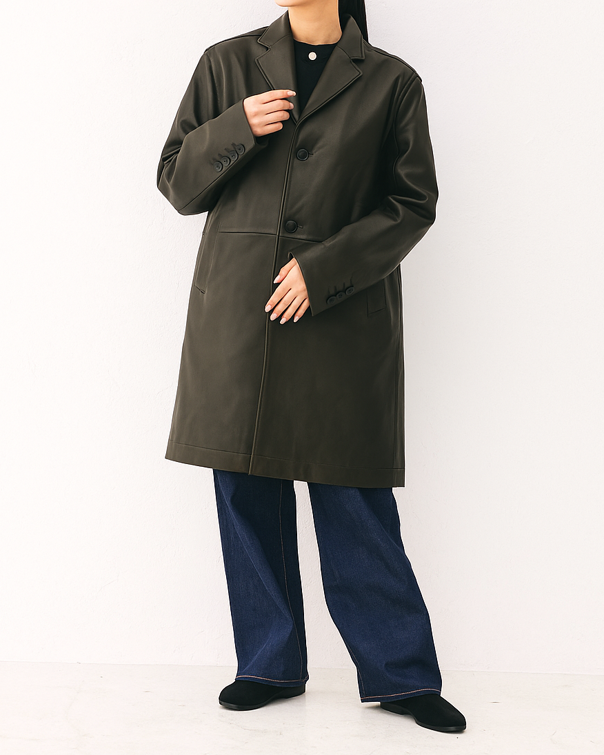 Leather coat Olive Unisex