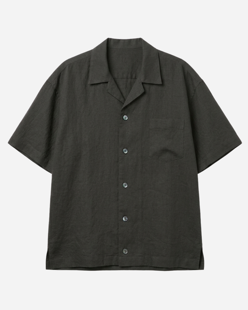 Washi Open-Collar Shirt Sumi Black(unisex) – ECLECT Washi Open-Collar Shirt Sumi Black(unisex) – ECLECT